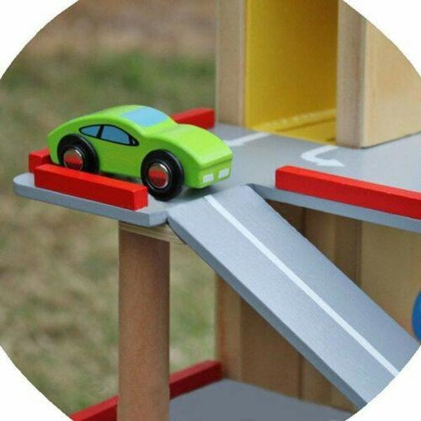 HYGRAD BUILT TO SURVIVE Wooden 3-Storey Toy Garage with Cars, Lift & Helipad – Kids Role Play Set | HYGRAD®