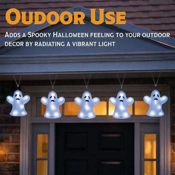 Fxlab Set of 5 Acrylic Ghost Lights with 40 White LED Outdoor Battery Decoration Timer