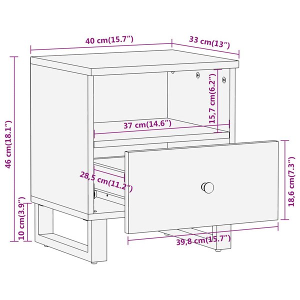 Berkfield Bedside Cabinets 2 pcs Brown and Black Solid Wood Mango