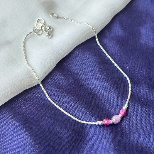 The Colourful Aura Pure Silver Colourful beaded Summer Indie Boho Indian Payal Anklet