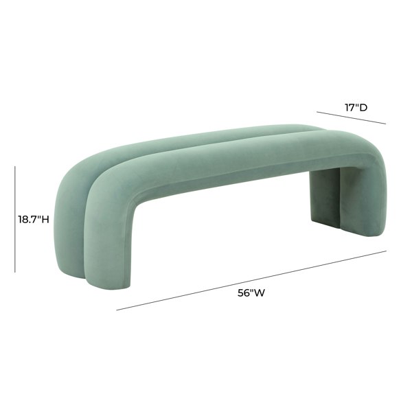 Furniture Edit Leigh Green Velvet Channeled Bench