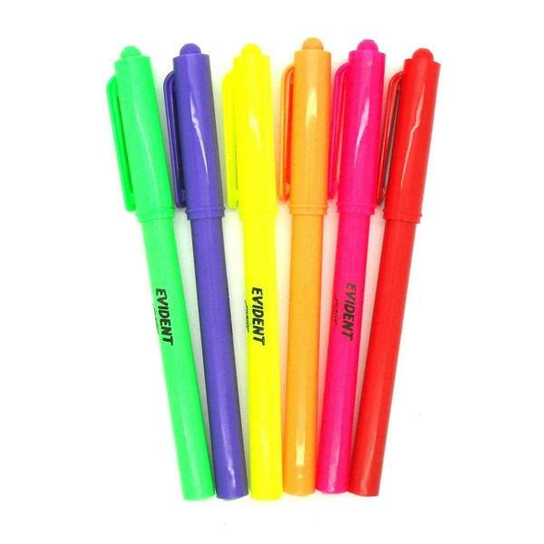 Mondial LUS Evident Junior 6 x Fluorescent Neon Ink Highlighter Pens