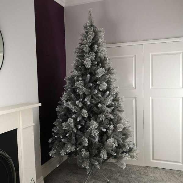 Samuel Alexander Premier 2.4m Silver Glitter Tip Fir Festive Christmas Tree in Grey PVC