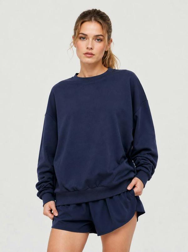 Anniou Oversized Crewneck Sweatshirt - navy