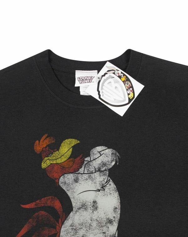 Looney Tunes Mens Black Foghorn Leghorn Short Sleeved T-Shirt