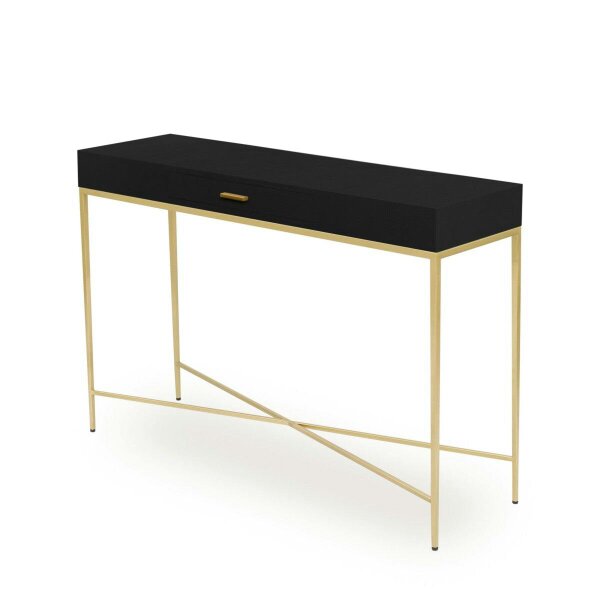 Wyld Haus Palermo Black and Gold One Drawer Console Table with Drawer