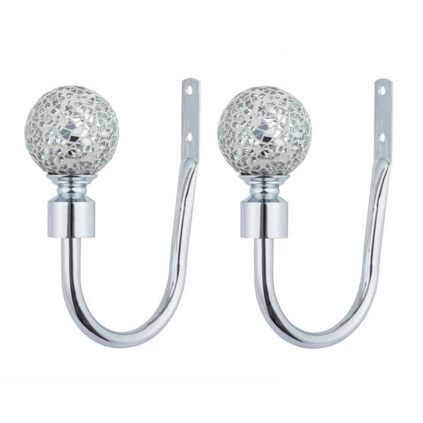 A.Unique Home Pair of Crackle Ball Metal Holdbacks (Pair of Holdbacks) - Nickel