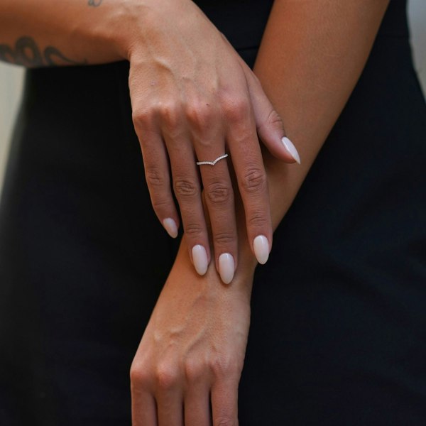 Spero London Sterling Silver Wishbone Stacker V Ring Set