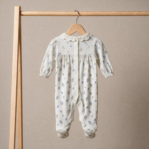 Mini Cuddles Floral-Print Sleepsuit (White)
