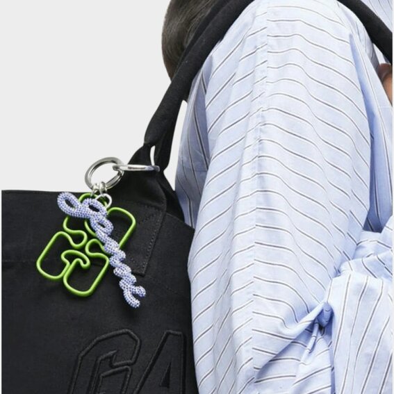 GANNI Chain-Embellished Keyring Flash Green Blue