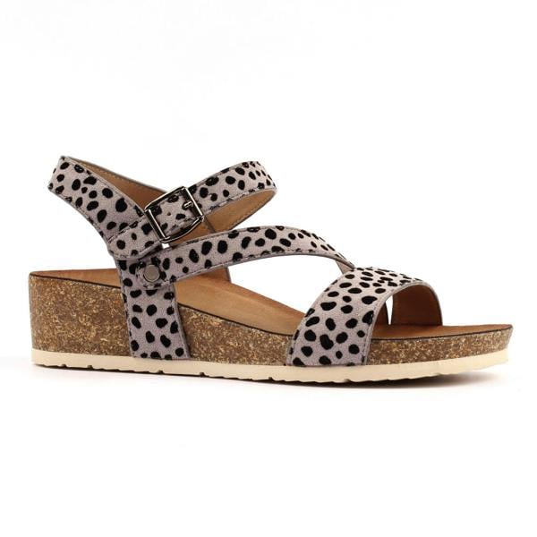 Lunar Womens Muster Leopard Print Wedge Heel Sandals - Grey