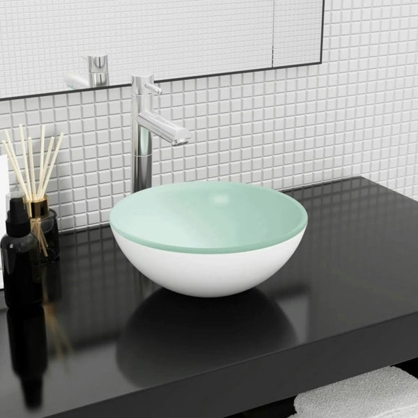 Berkfield Basin Tempered Glass 30x12 cm White