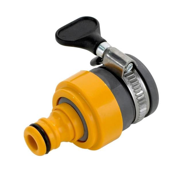 Hozelock Round Mixer Tap Connector - Yellow/Grey/Black - 