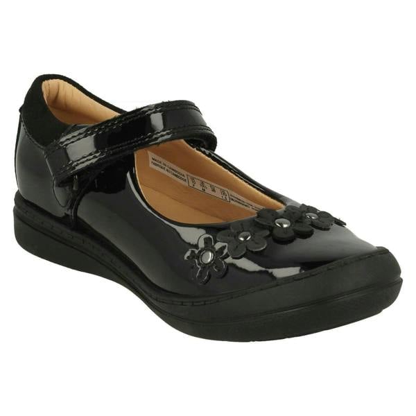 Clarks Girls Clarks Flower Detailed School Shoes Scooter Jump