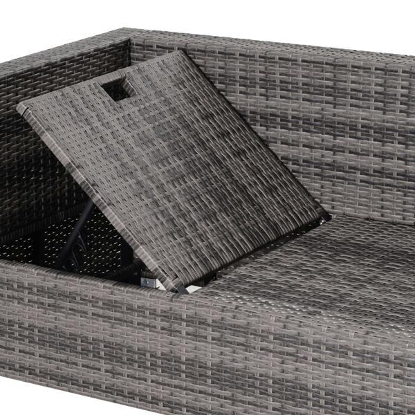 Wyld Haus Sevafa Rattan Grey L Shaped Outdoor Corner Sofa And Coffee Table Set With Cushions