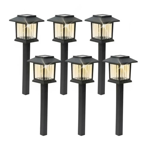 Gardenwize Pack of 6 Illuminated Solar Path Stake Lights – Warm White LED Garden Lights
