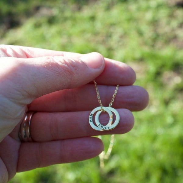 Personalised Two Ring Gold Necklace - MYLEE London