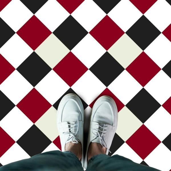 WALPLUS WFS6025 - Victorian Diamond Tiles Floor Stickers 120cm x 60 cm