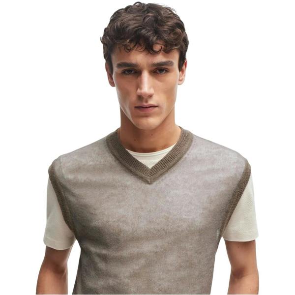 Boss Mens Lucid Crew Neck T-Shirt - Beige - 