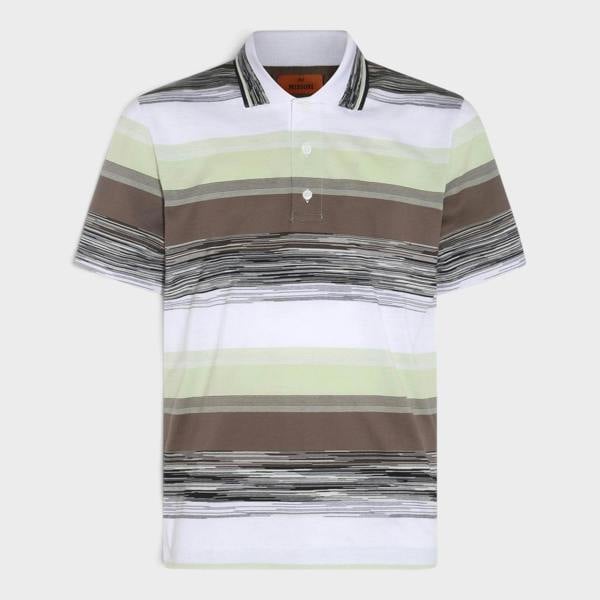 Missoni Slub Motif Printed Polo Shirt Dark Green
