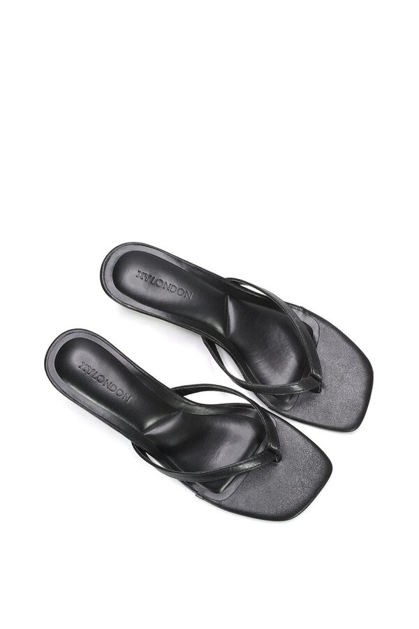 XY LONDON Slip On Flip Flop Kitten Heel Mule Heeled Sandals