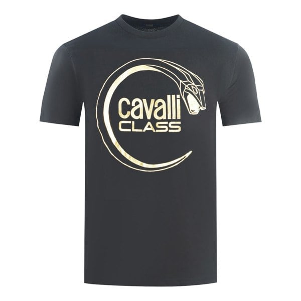 Cavalli Class Piercing Snake Logo T-Shirt - Black