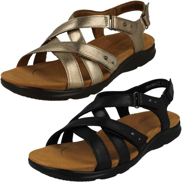 Clarks Ladies Clarks Strappy Cross Detailed Sandals Kitly Go