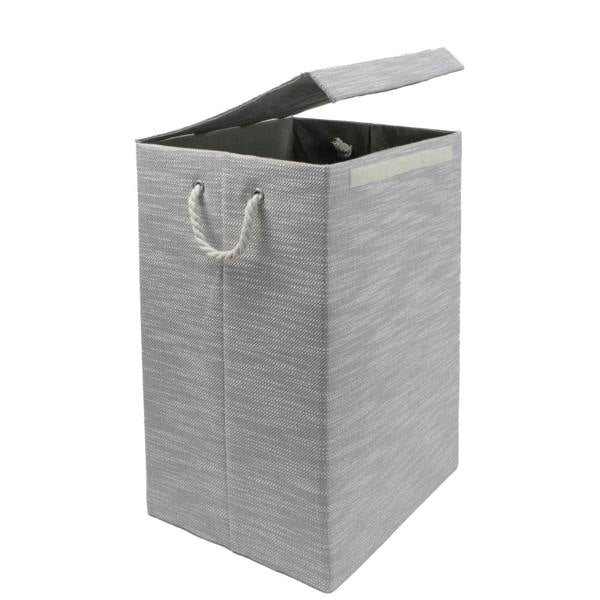 JVL Serena Foldable Fabric Laundry Hamper with Lid for Bedroom and Bathroom Use, Light Grey