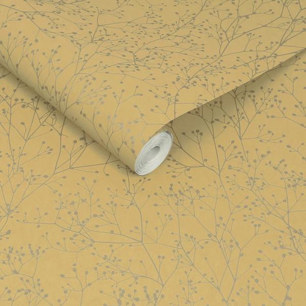 Clarissa Hulse Gypsophila Primrose & Pewter Wallpaper