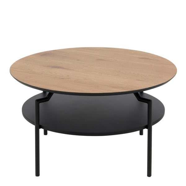 Furniture To Go Goldington Round Coffee Table with Oak Top & Black Legs