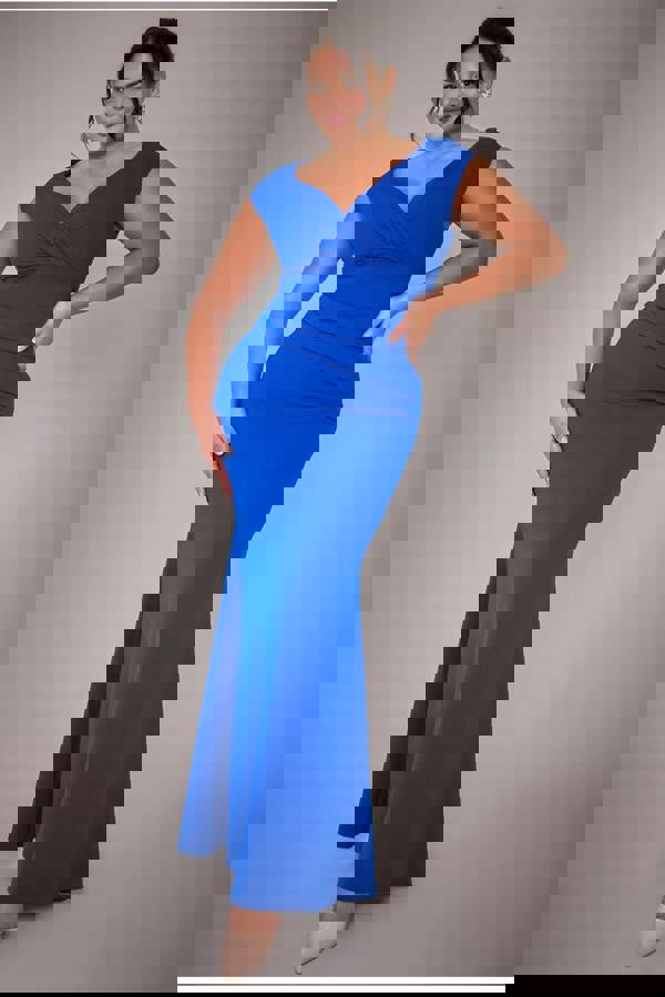 Bardot Pleated Maxi Dress - Royalblue DR1092SCPLUS