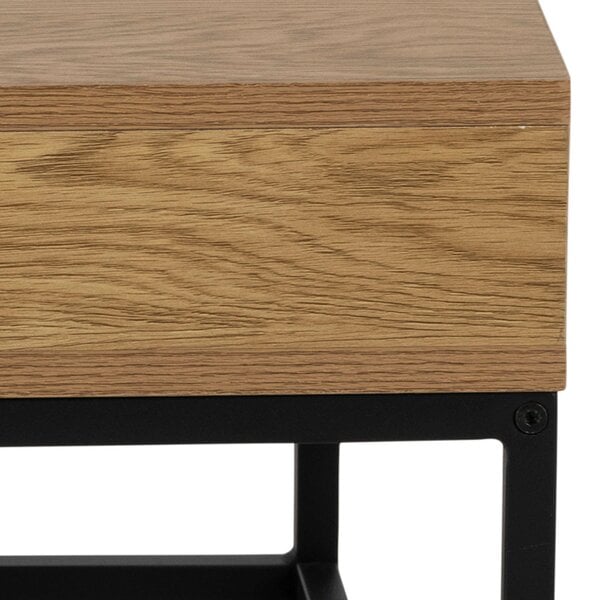 Wyld Haus Pisa Square Wild Oak Effect Coffee Table Steel Base Open Storage