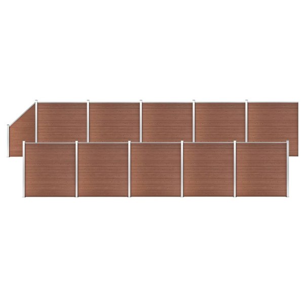 Berkfield WPC Fence Set 10 Square + 1 Slanted 1830x186 cm Brown
