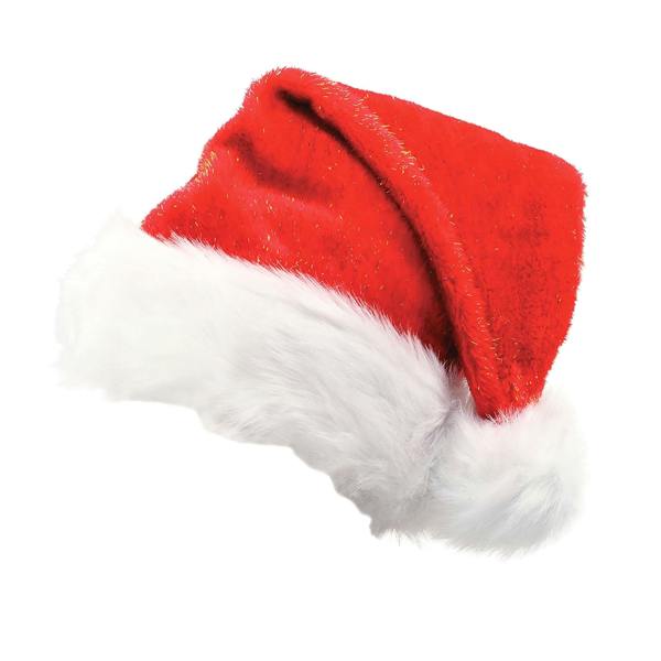 Bristol Novelty Unisex Plush Glitter Christmas Santa Hat - Red/White - 