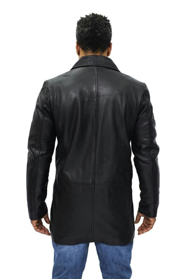 Infinity Leather Mens 3/4 Black Leather Coat-Rosario