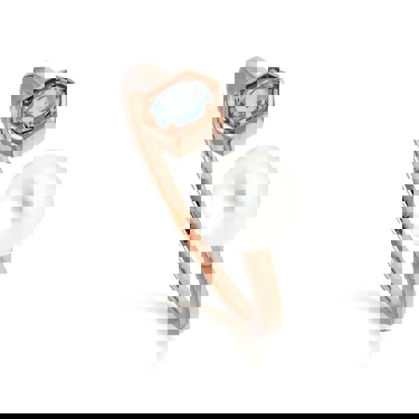 270R058906925 Modern Pearl & Blue Topaz Open Ring in Rose Gold Plated Silver 1