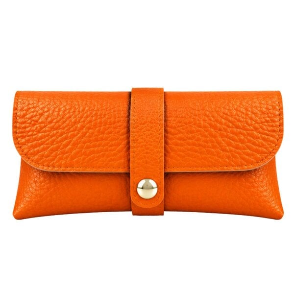 Love EMVY Italian Genuine Leather Glasses Case with Press Stud Fastening - Orange