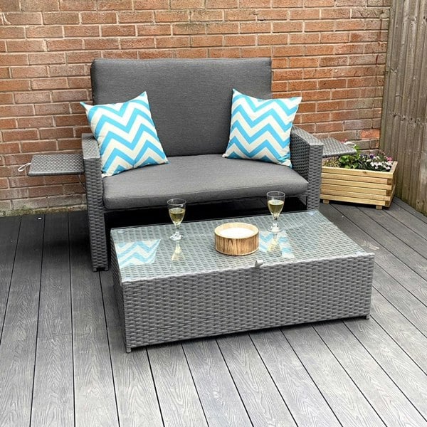 Outdoor Living Oasis 2 Seater Garden Patio Outdoor Rattan Furniture Sofa Sun Lounger Daybed