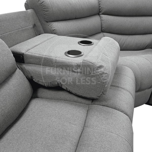 Manhattan Full Fabric Reclining 5 Seater Corner Sofa - Grey - 5