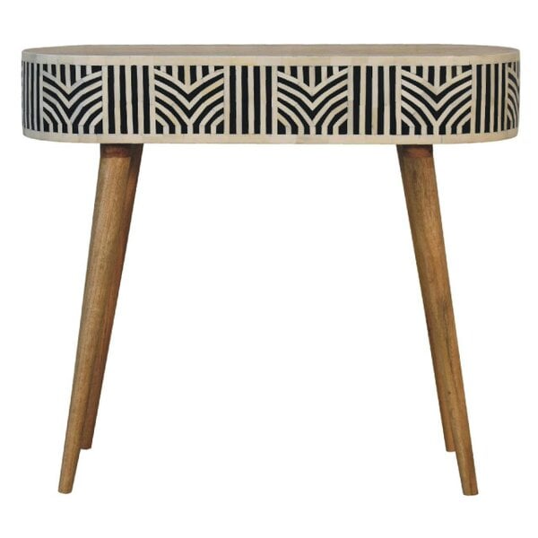 Wyld Haus Honolulu Monochrome Black and White Bone Inlay Console Table with Storage Drawer