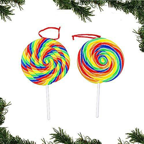 Lollipops Christmas Tree Hanging Decorations Set of 2 Ceramic Multicolour Baubles image 6