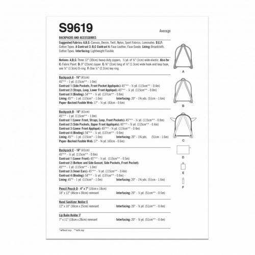 Simplicity Sewing Pattern 9619, Bags OS (One Size Only) - Intermediate