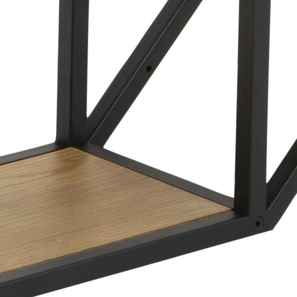 Wyld Haus El Paso Black Metal and Wild Oak Veneer Octagonal Wall Shelf 4 Black Wooden Shelves