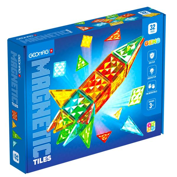 Geomag Magnetic Tiles Gems Rocket 32 Pieces