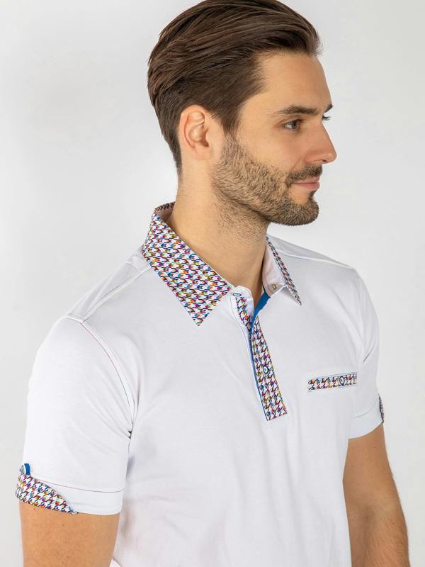 SIGNATURE POLO SHIRT WITH DOGTOOTH INSERT - Claudio Lugli Shirts