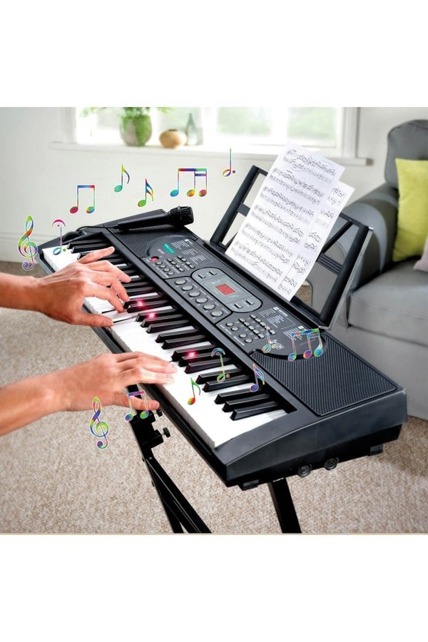Living and Home 61-Key Portable Electronic Keyboard with Follow-the-Light Keyboard
