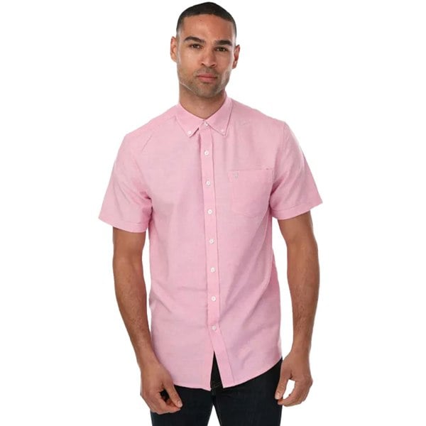 Farah Mens Drayton Oxford Modern Short-Sleeved Shirt - Coral