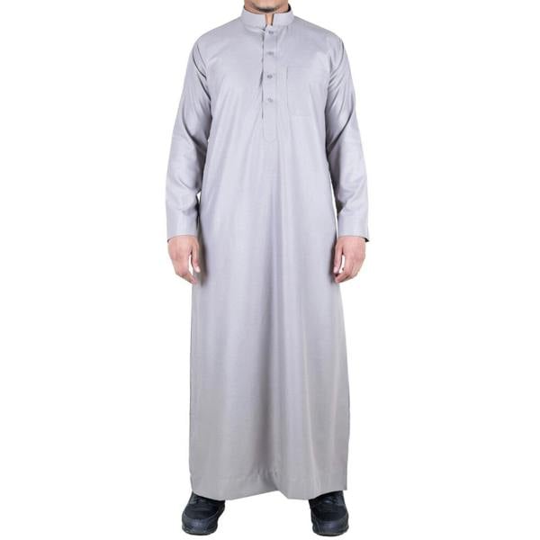 Infinity Leather Mens Thobe Jubba Saudi Islamic Arabic Eid Cotton Kaftan Jubbah Umrah Robe