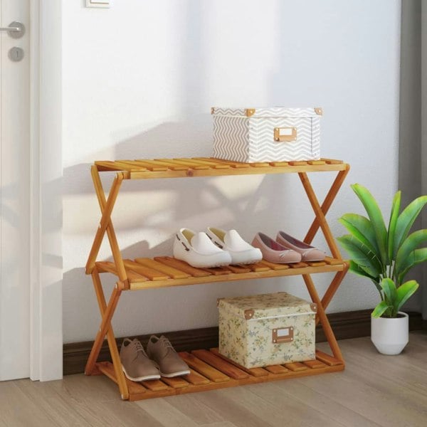 Berkfield 3-Tier Folding Shelf Brown 70x31x63 cm Solid Wood Acacia