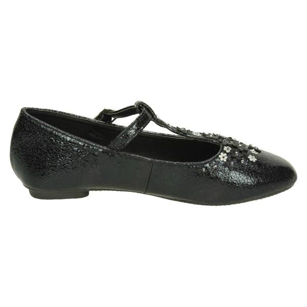 Spot On Girls Spot On Flat T-Bar Flower Trim Shoes